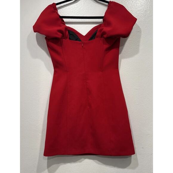 ZARA Red Off The Shoulder Mini Dress Womens Size Small Holiday Christmas READ - Picture 2 of 9